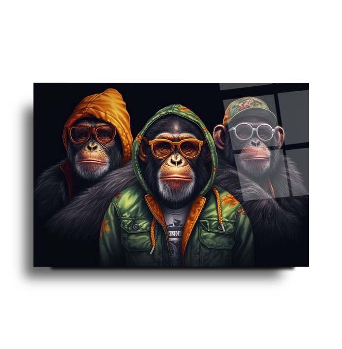 Üç Maymun Cam Tablo