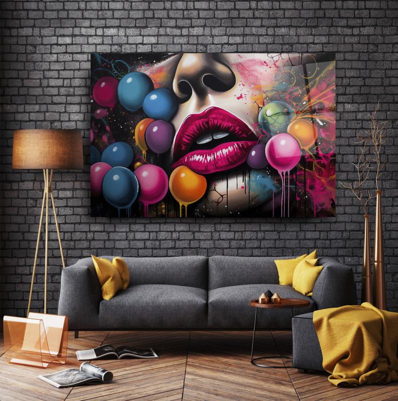 Pop Art Kadın Cam Tablo