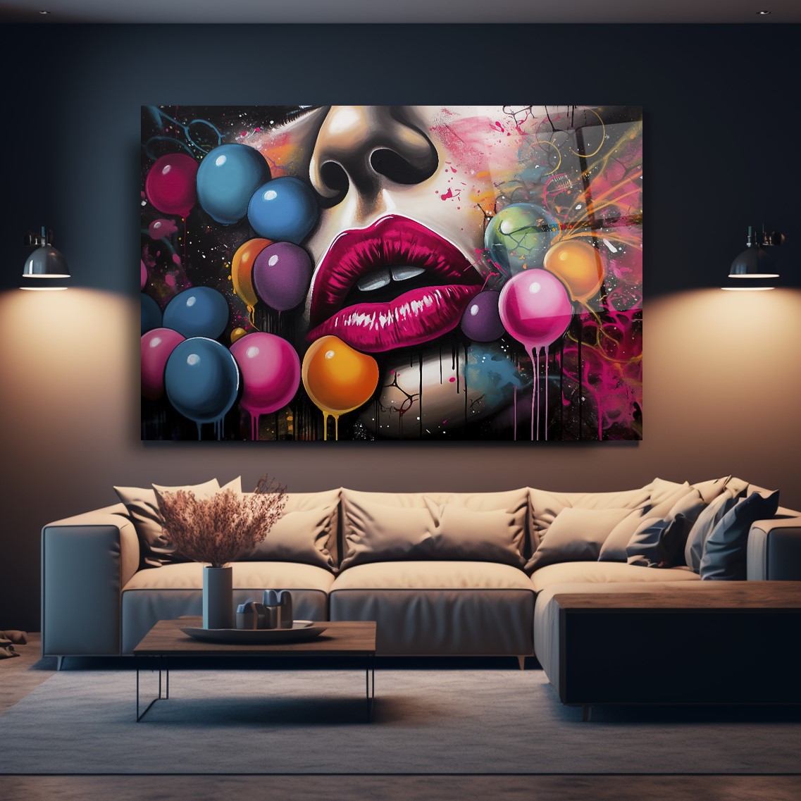 Pop Art Kadın Cam Tablo