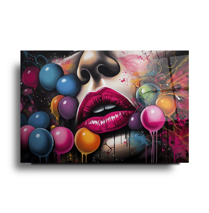 Pop Art Kadın Cam Tablo