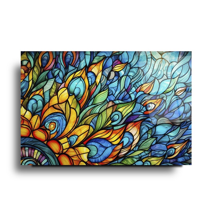 Renkli Soyut Vitray Cam Tablo
