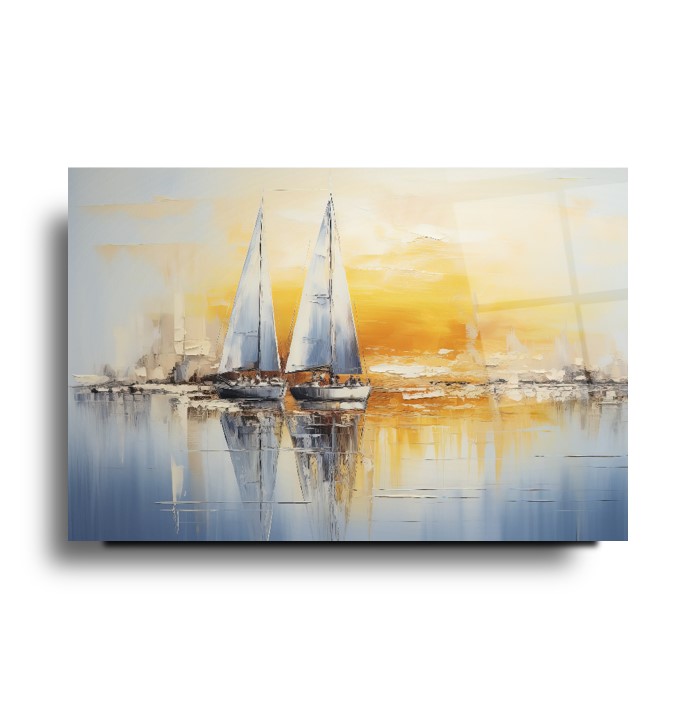 Yelkenli Gemiler Cam Tablo