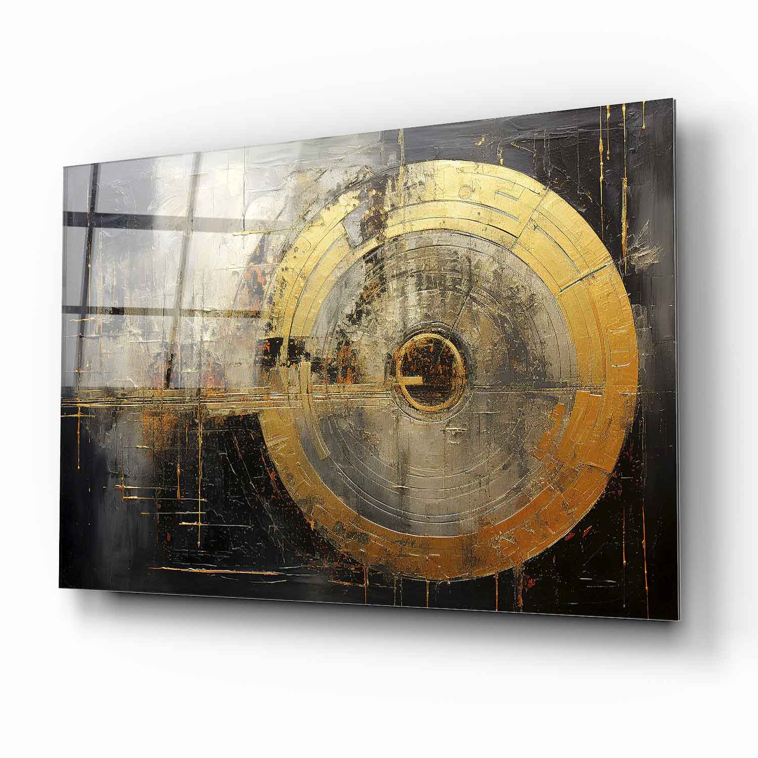 Gold Soyut Cam Tablo