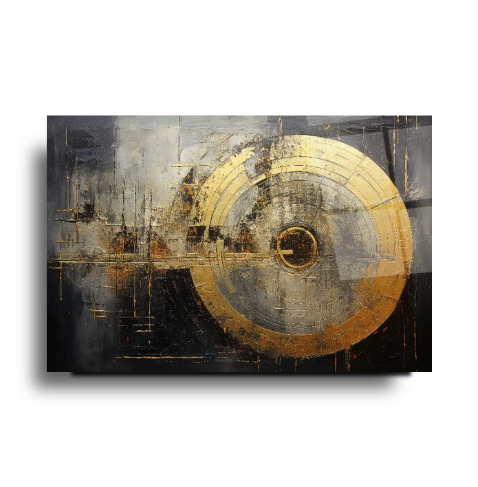 Gold Soyut Cam Tablo