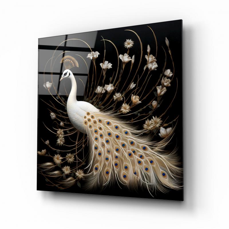 Tavus Kuşu Cam Tablo