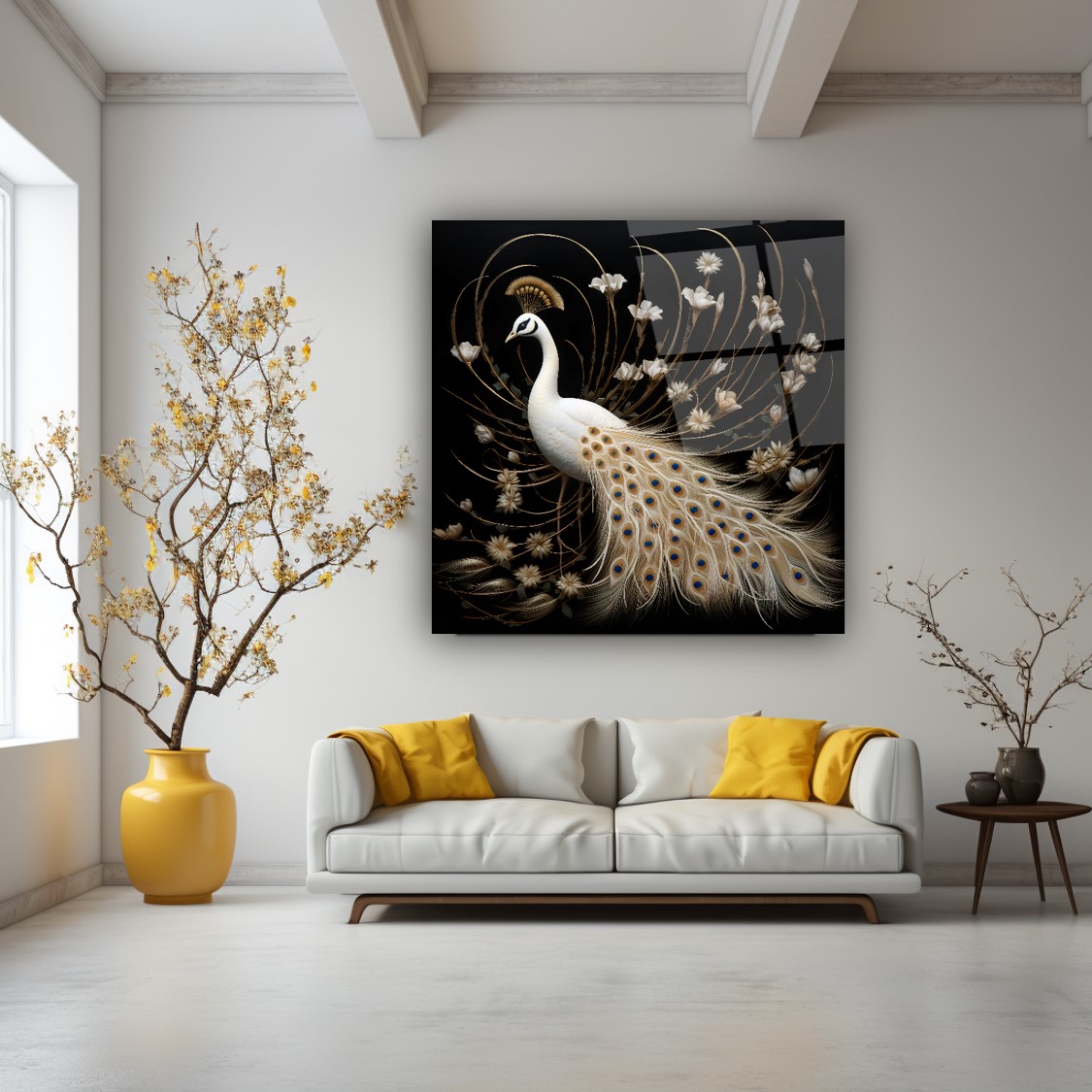 Tavus Kuşu Cam Tablo