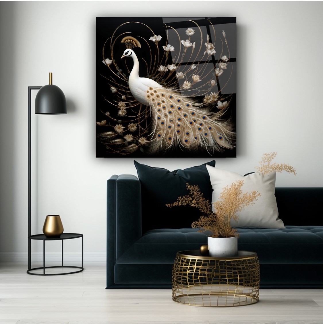 Tavus Kuşu Cam Tablo