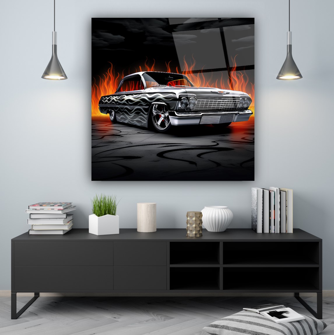 Siyah Araba Cam Tablo