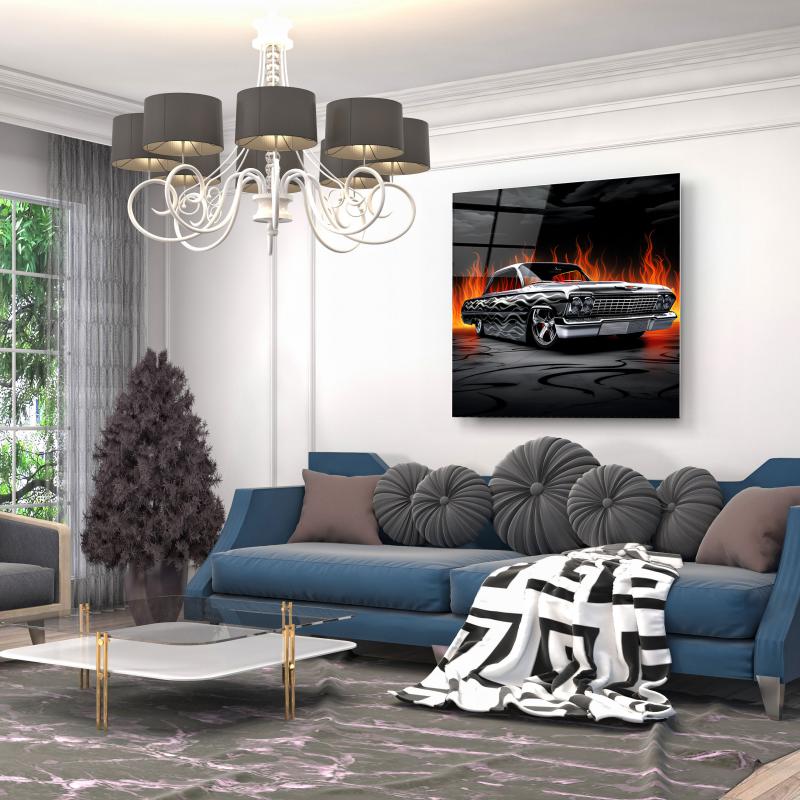 Siyah Araba Cam Tablo