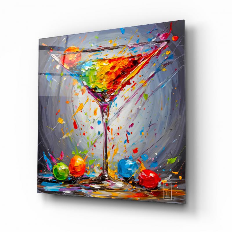 Yağlı Boya kokteyl bardağı Cam Tablo