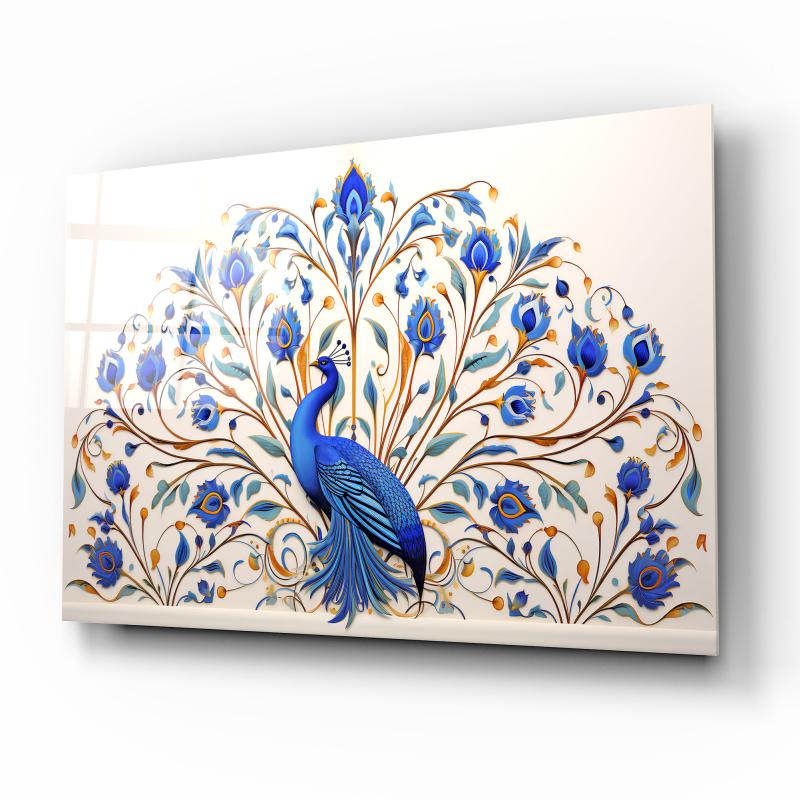 Tavus Kuşu Cam Tablo