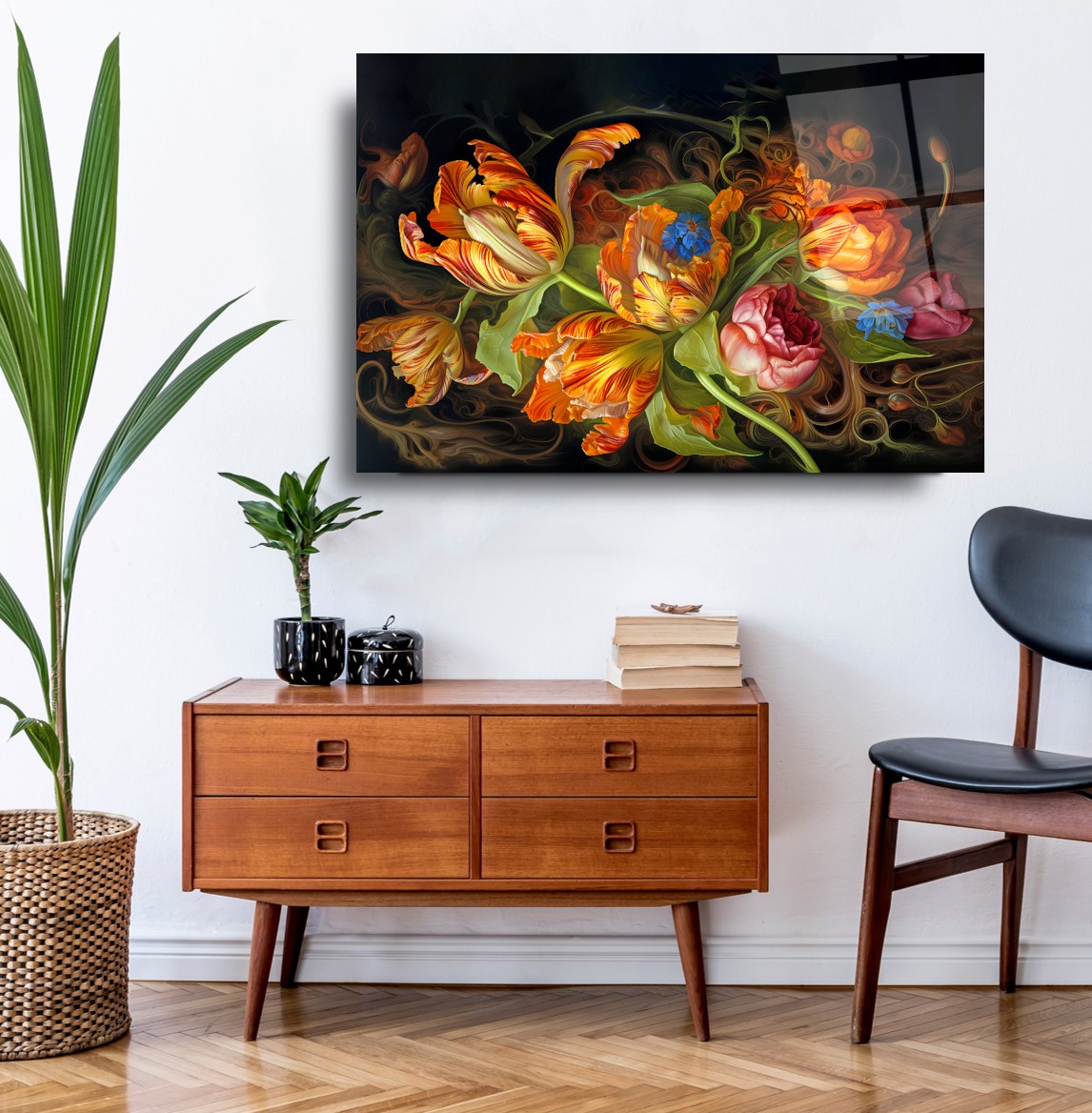 Çiçekler Cam Tablo