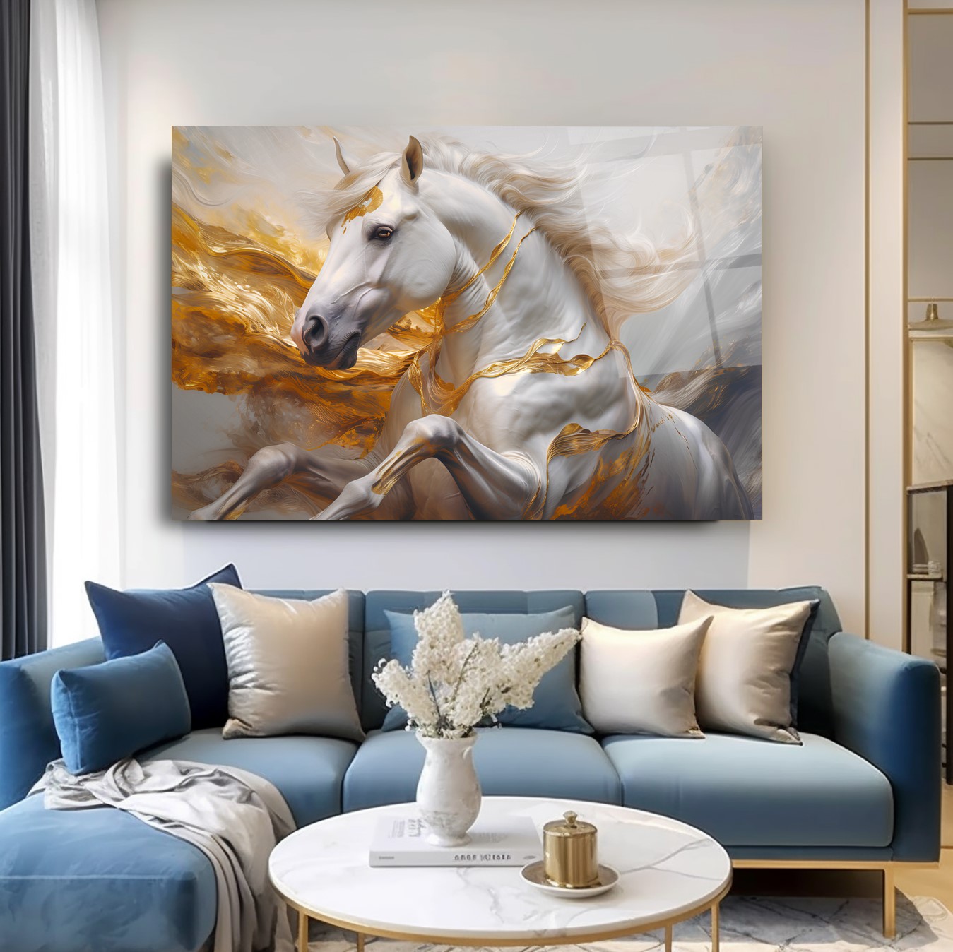 Gold Beyaz At Cam Tablo