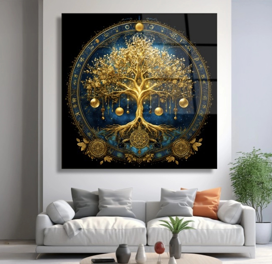 Kozmik Hayat Ağacı Cam Tablo
