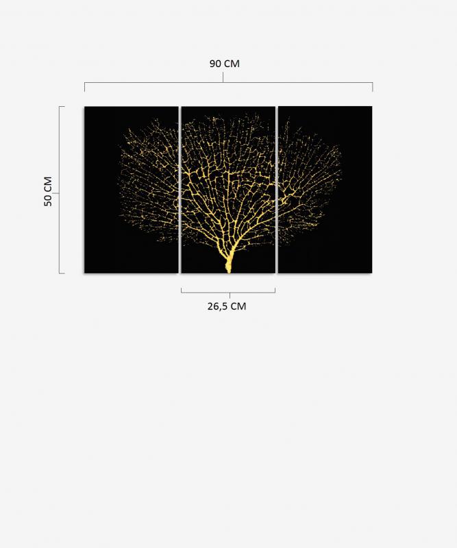 Gold Ağaç 3 Parça Mdf Tablo
