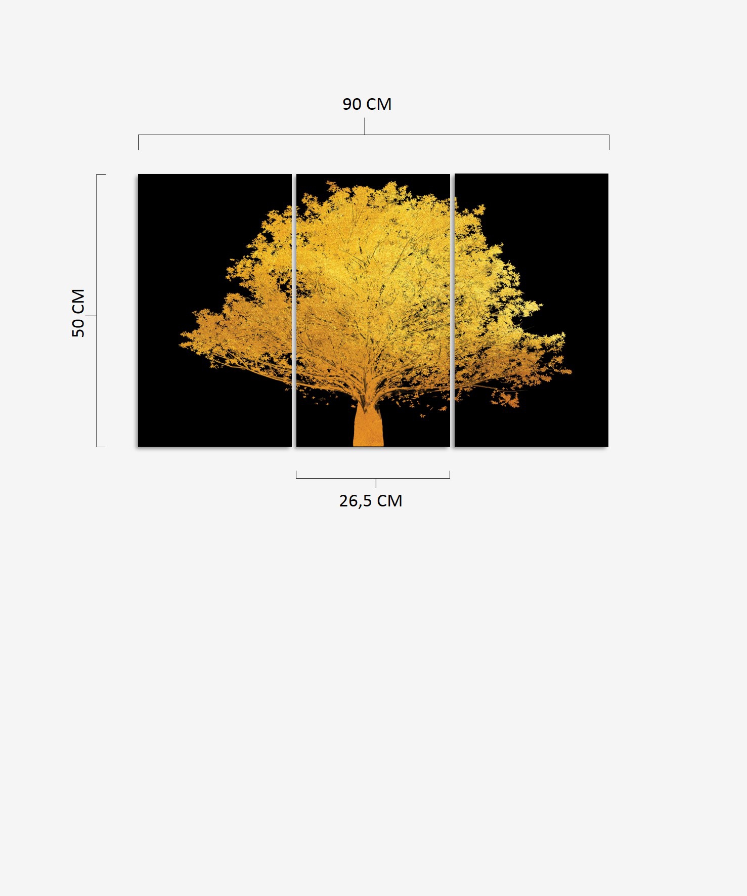 Gold Ağaç 3 Parça Mdf Tablo