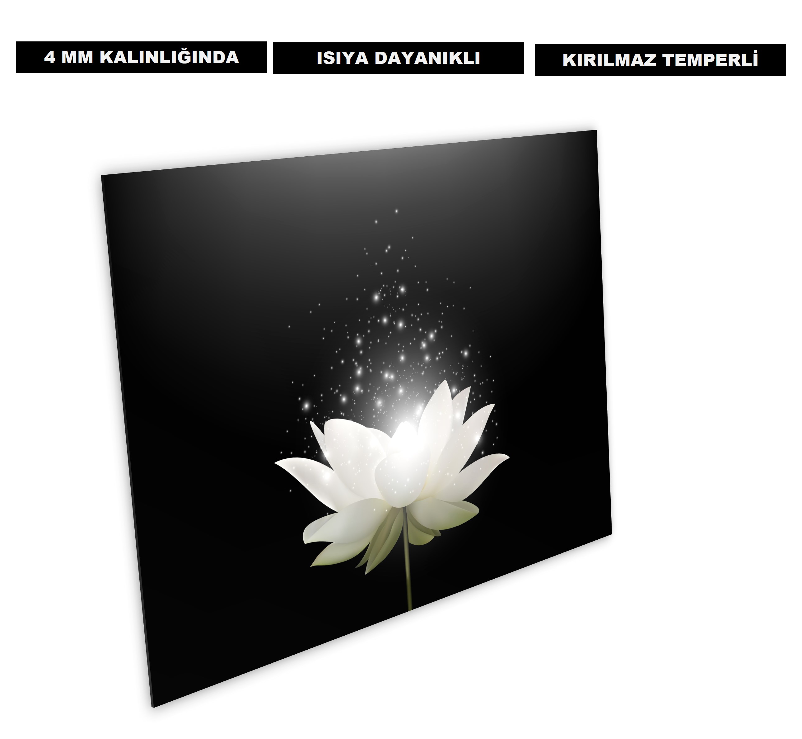 Lotus Çiçek Ocak Arkası Cam Koruyucu