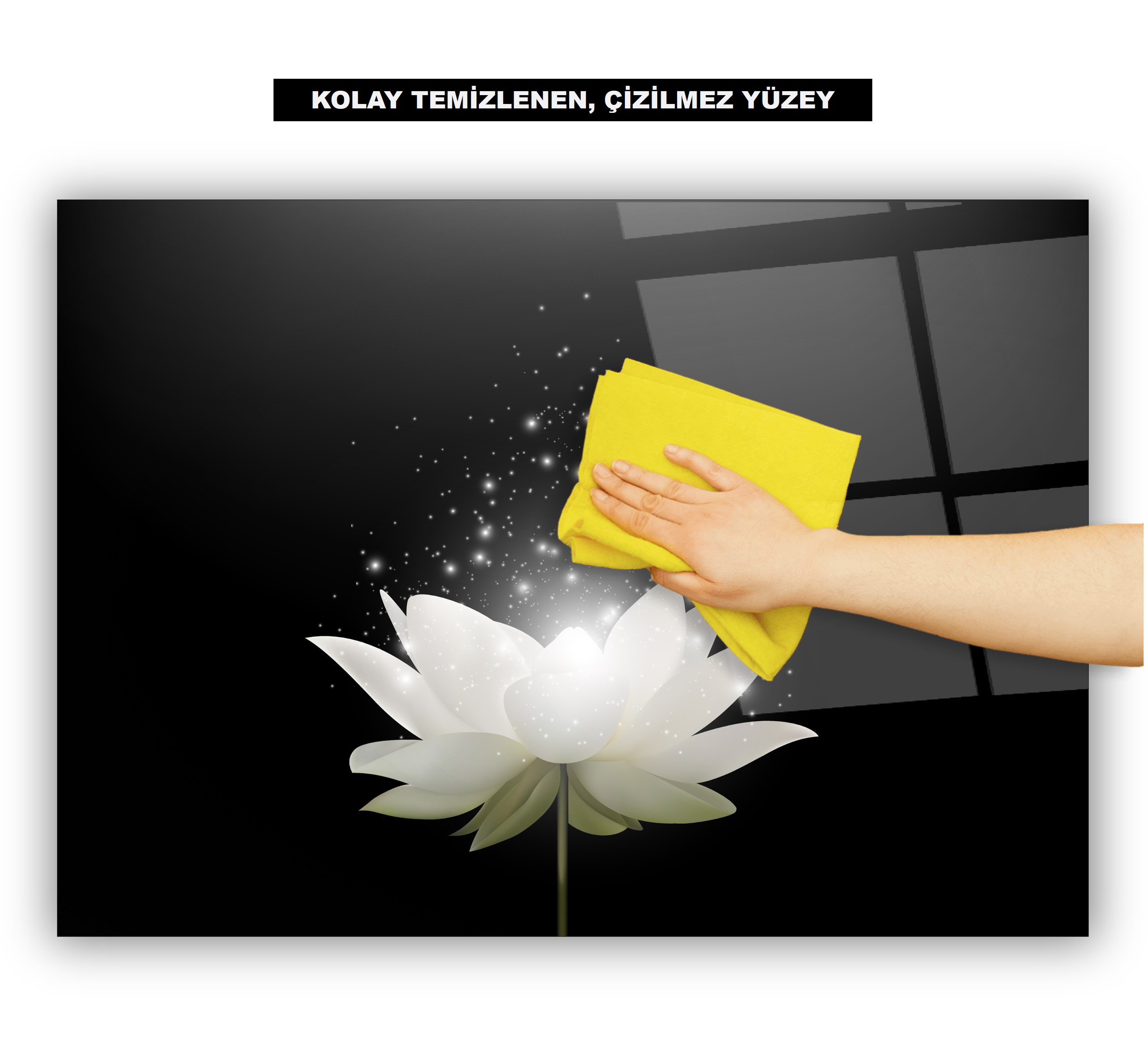 Lotus Çiçek Ocak Arkası Cam Koruyucu