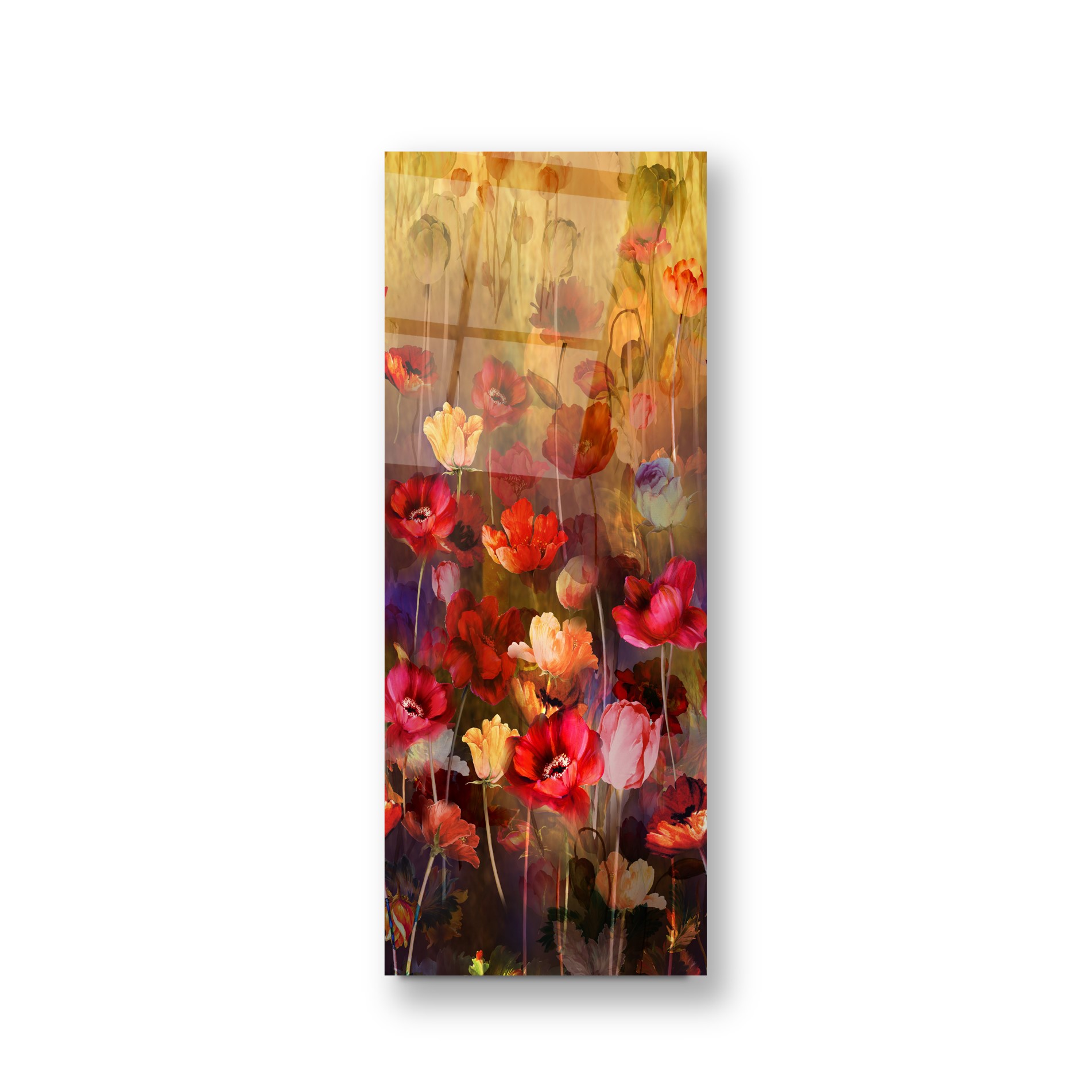 Pastel Çiçekler Cam Tablo
