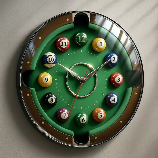 Bilardo Cam Duvar Saati