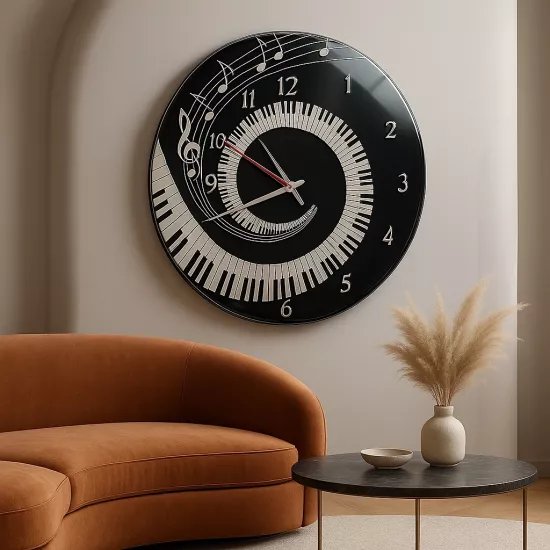 Piyano Cam Duvar Saati