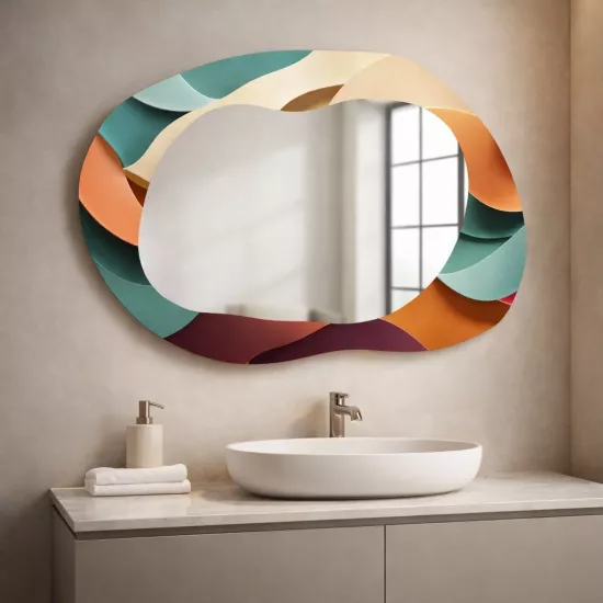 Renkli Cam Çerçeveli Şekilli Ayna