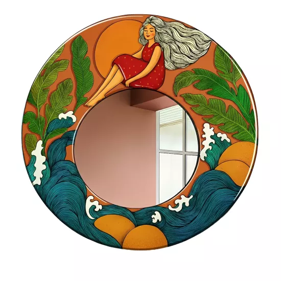 Aynadaki Kız Yuvarlak Ayna