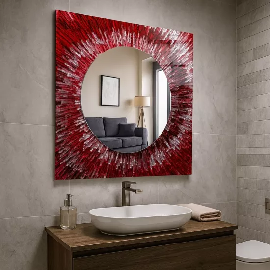 Soyut Kırmızı Kare  Ayna