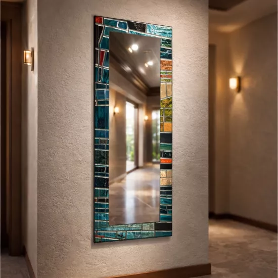 Desenli Dikey Panoramik Ayna