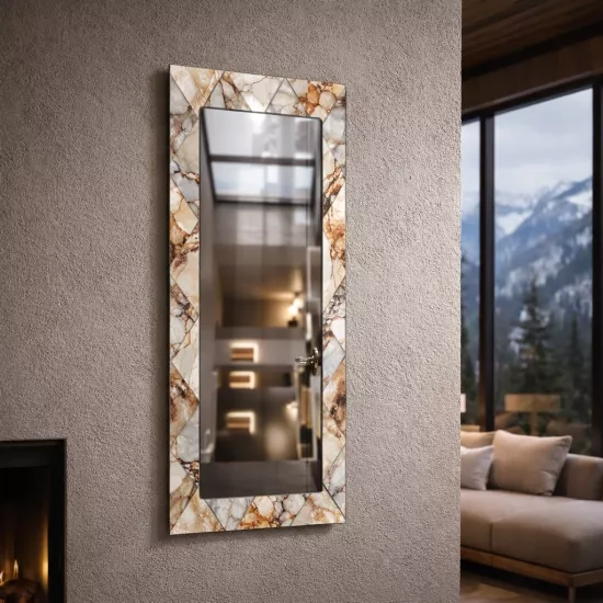 Mermer Desenli Dikey Panoramik Ayna