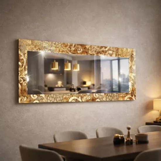Gold Baskılı Panoramik Ayna