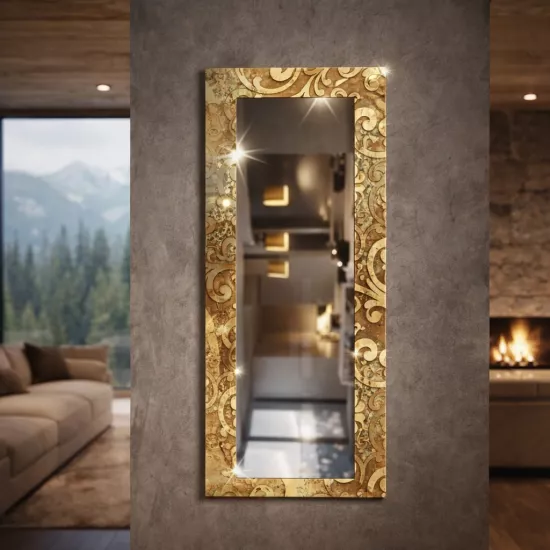 Gold Baskılı Dikey Panoramik Ayna