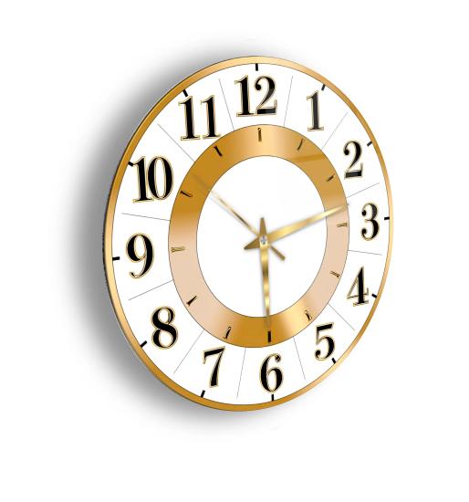 Beyaz Gold Cam Duvar Saati