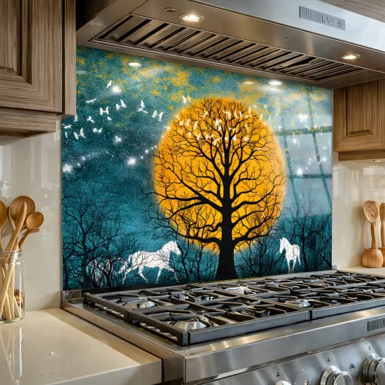 Ağaçlı Ocak Arkası Cam Koruyucu