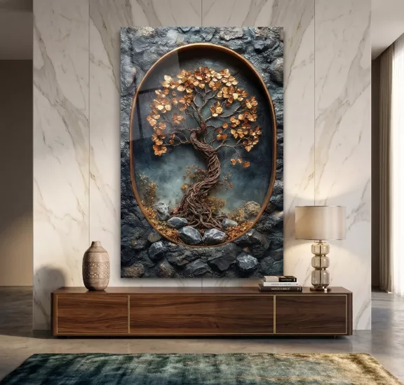 Hayat Ağacı Cam Tablo