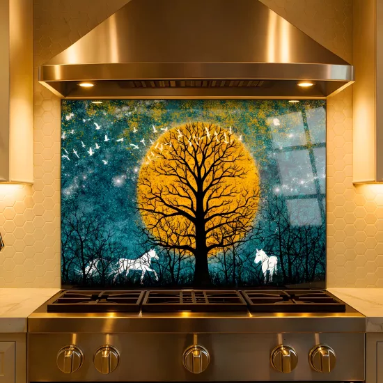 Ağaçlı Ocak Arkası Cam Koruyucu