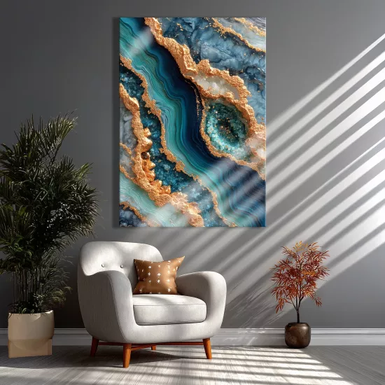 Mavili Dalga Cam Tablo