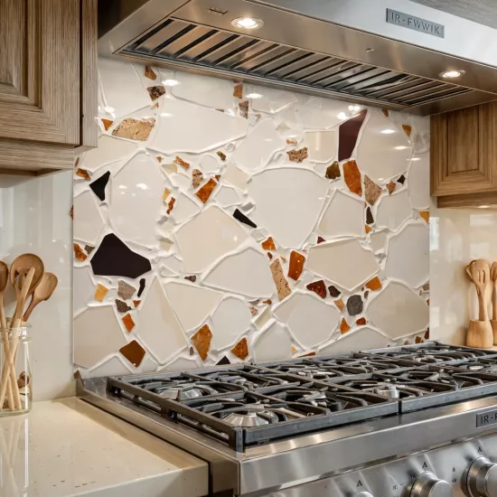 Mozaik Desenli  Ocak Arkası Cam Koruyucu