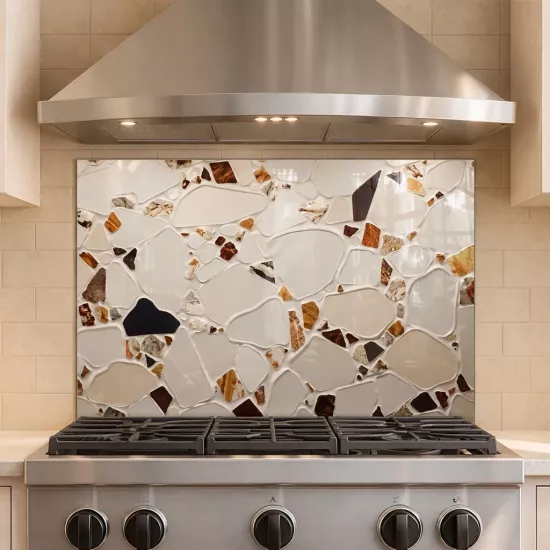 Mozaik Desenli  Ocak Arkası Cam Koruyucu