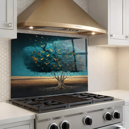 Ağaçlı Ocak Arkası Cam Koruyucu