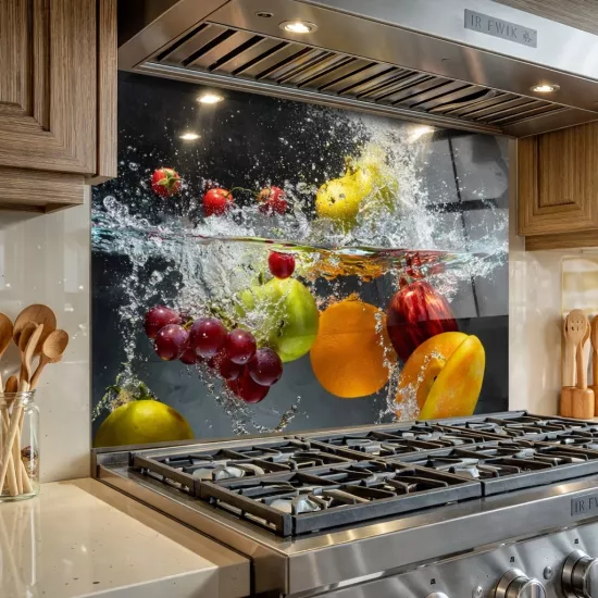 Meyveli Ocak Arkası Cam Koruyucu