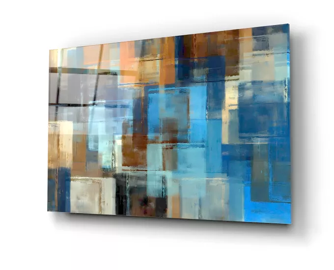 Mavi Desenli Ocak Arkası Cam Koruyucu