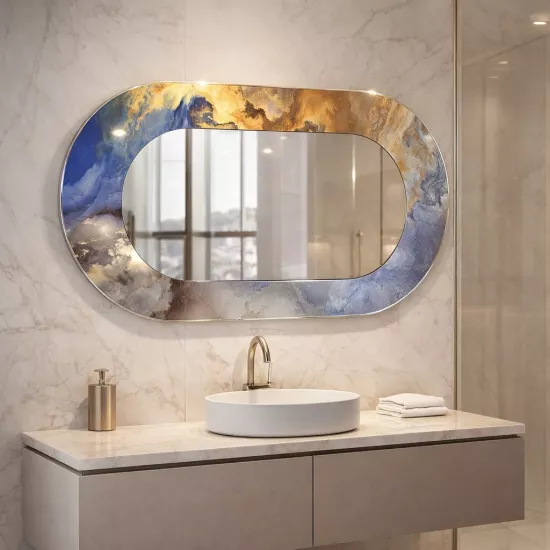 Renkli Memer Cam Çerçeveli Oval Ayna