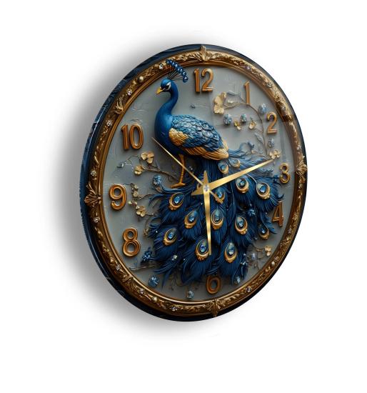 Tavuskuşu Cam Duvar Saati