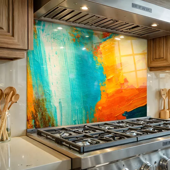 Renkli Ocak Arkası Cam Koruyucu