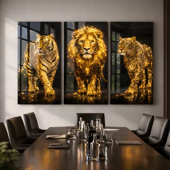 Vahşi Kediler Üçlü Cam Tablo Seti