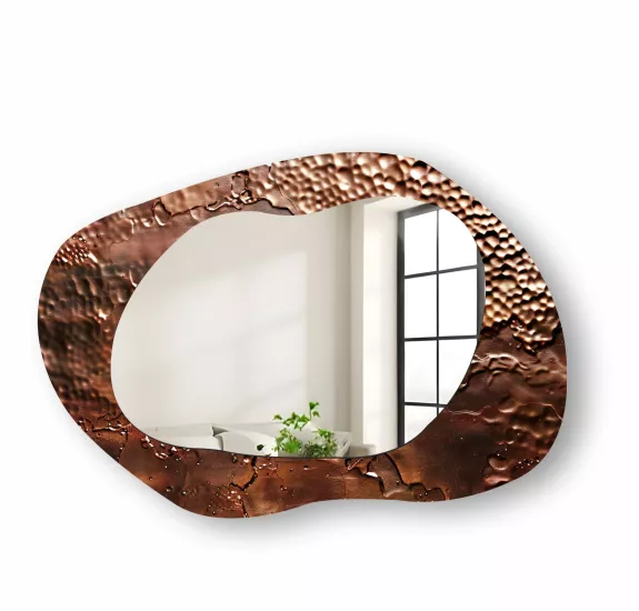 Bakır Renkli Cam Çerçeveli Şekilli Ayna