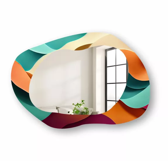 Renkli Cam Çerçeveli Şekilli Ayna