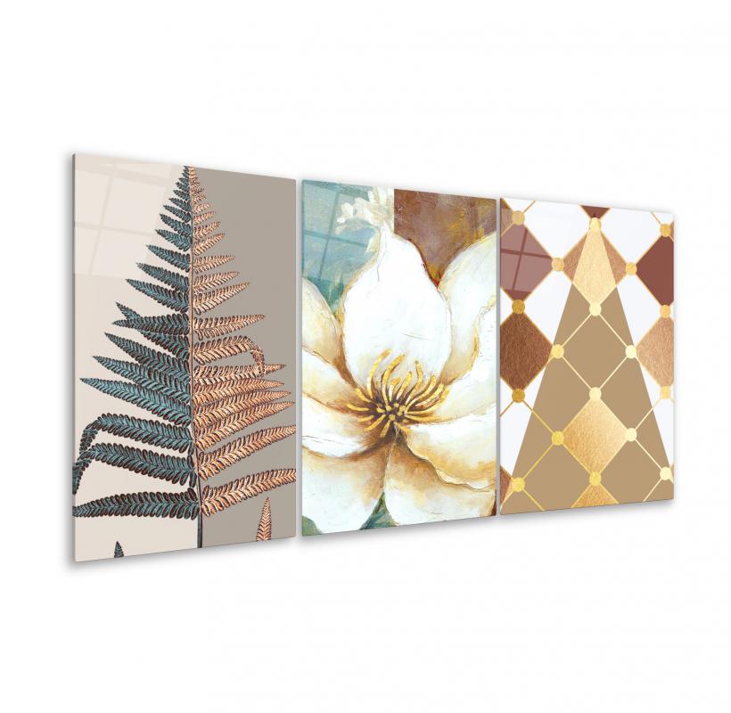 Çiçek Triple Cam Tablo Seti