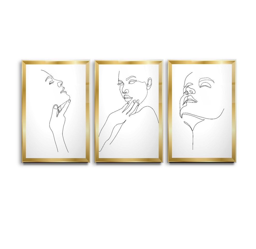 Minimal Portre Triple Cam Tablo Seti